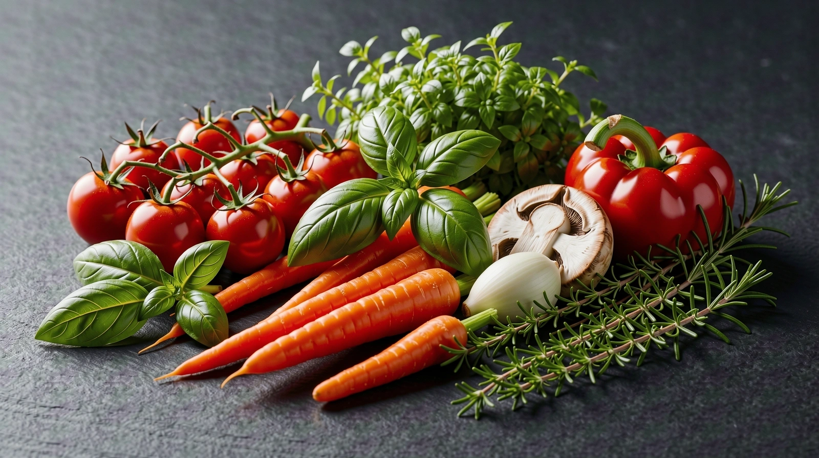 Frische gesunde Zutaten für eine ausgewogene Ernährung